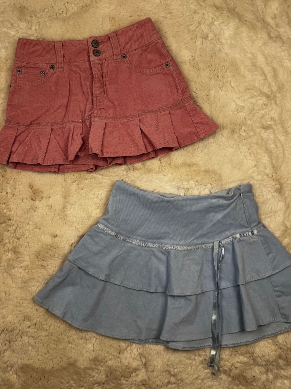 Limited Too Vintage Y2K Skorts Bundle Corduroy Skirt Blue Pink Girls Size 8